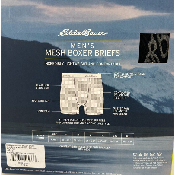 NEW Eddie Bauer 4 Pack Men Mesh Boxer Briefs Breathable Underwear Size Large - Picture 12 of 13